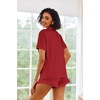 image:imageEkouaer Pajamas Set for Women Short Sleeve Sleepwear Button Down Pjs Lounge Sets Soft NightwearRed
