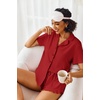 image:imageEkouaer Pajamas Set for Women Short Sleeve Sleepwear Button Down Pjs Lounge Sets Soft NightwearRed