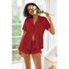 image:imageEkouaer Pajamas Set for Women Short Sleeve Sleepwear Button Down Pjs Lounge Sets Soft NightwearRed