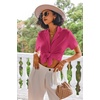 image:imageEkouaer Pajamas Set for Women Short Sleeve Sleepwear Button Down Pjs Lounge Sets Soft NightwearRose Red