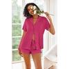 image:imageEkouaer Pajamas Set for Women Short Sleeve Sleepwear Button Down Pjs Lounge Sets Soft NightwearRose Red