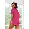 image:imageEkouaer Pajamas Set for Women Short Sleeve Sleepwear Button Down Pjs Lounge Sets Soft NightwearRose Red