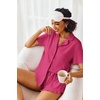 image:imageEkouaer Pajamas Set for Women Short Sleeve Sleepwear Button Down Pjs Lounge Sets Soft NightwearRose Red