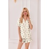 image:imageEkouaer Pajamas Set for Women Short Sleeve Sleepwear Button Down Pjs Lounge Sets Soft NightwearTeddy Bearkhaki
