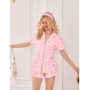 image:imageEkouaer Pajamas Set for Women Short Sleeve Sleepwear Button Down Pjs Lounge Sets Soft NightwearTeddy Bearpink