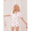 image:imageEkouaer Pajamas Set for Women Short Sleeve Sleepwear Button Down Pjs Lounge Sets Soft NightwearTeddy Bearwhite