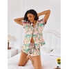 image:imageEkouaer Pajamas Set for Women Short Sleeve Sleepwear Button Down Pjs Lounge Sets Soft NightwearTropical Print
