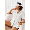 image:imageEkouaer Pajamas Set for Women Short Sleeve Sleepwear Button Down Pjs Lounge Sets Soft NightwearWhite