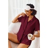 image:imageEkouaer Pajamas Set for Women Short Sleeve Sleepwear Button Down Pjs Lounge Sets Soft NightwearWine Red