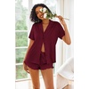 image:imageEkouaer Pajamas Set for Women Short Sleeve Sleepwear Button Down Pjs Lounge Sets Soft NightwearWine Red