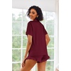 image:imageEkouaer Pajamas Set for Women Short Sleeve Sleepwear Button Down Pjs Lounge Sets Soft NightwearWine Red