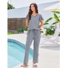 image:imageEkouaer Pajamas for Women Set 2 Piece Comfy Loungewear Lightweight Pjs Sleepwear Short Sleeve Top amp Long Pants with Pockets1 Packdark Gray