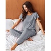 image:imageEkouaer Pajamas for Women Set 2 Piece Comfy Loungewear Lightweight Pjs Sleepwear Short Sleeve Top amp Long Pants with Pockets1 Packdark Gray