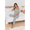 image:imageEkouaer Pajamas for Women Set 2 Piece Comfy Loungewear Lightweight Pjs Sleepwear Short Sleeve Top amp Long Pants with Pockets1 Packlight Gray Stars