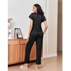 image:imageEkouaer Pajamas for Women Set 2 Piece Comfy Loungewear Lightweight Pjs Sleepwear Short Sleeve Top amp Long Pants with PocketsBlack Floralblack
