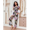 image:imageEkouaer Pajamas for Women Set 2 Piece Comfy Loungewear Lightweight Pjs Sleepwear Short Sleeve Top amp Long Pants with PocketsBlack Floralblack