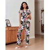 image:imageEkouaer Pajamas for Women Set 2 Piece Comfy Loungewear Lightweight Pjs Sleepwear Short Sleeve Top amp Long Pants with PocketsBlack Floralblack