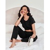 image:imageEkouaer Pajamas for Women Set 2 Piece Comfy Loungewear Lightweight Pjs Sleepwear Short Sleeve Top amp Long Pants with PocketsBlack Floralblack