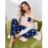 image:imageEkouaer Pajamas for Women Set 2 Piece Comfy Loungewear Lightweight Pjs Sleepwear Short Sleeve Top amp Long Pants with PocketsBlack Floralpink Floral