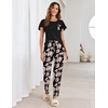 image:imageEkouaer Pajamas for Women Set 2 Piece Comfy Loungewear Lightweight Pjs Sleepwear Short Sleeve Top amp Long Pants with PocketsBlack Floralpink Floral