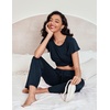 image:imageEkouaer Pajamas for Women Set 2 Piece Comfy Loungewear Lightweight Pjs Sleepwear Short Sleeve Top amp Long Pants with PocketsBlack Flowersnavy Blue