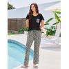 image:imageEkouaer Pajamas for Women Set 2 Piece Comfy Loungewear Lightweight Pjs Sleepwear Short Sleeve Top amp Long Pants with PocketsBlackleopard Print