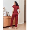 image:imageEkouaer Pajamas for Women Set 2 Piece Comfy Loungewear Lightweight Pjs Sleepwear Short Sleeve Top amp Long Pants with PocketsCupswine Red
