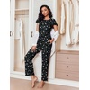 image:imageEkouaer Pajamas for Women Set 2 Piece Comfy Loungewear Lightweight Pjs Sleepwear Short Sleeve Top amp Long Pants with PocketsCupswine Red