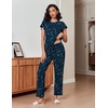 image:imageEkouaer Pajamas for Women Set 2 Piece Comfy Loungewear Lightweight Pjs Sleepwear Short Sleeve Top amp Long Pants with PocketsDreamy Constellation
