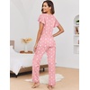 image:imageEkouaer Pajamas for Women Set 2 Piece Comfy Loungewear Lightweight Pjs Sleepwear Short Sleeve Top amp Long Pants with PocketsGray Star  Pink Star