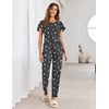 image:imageEkouaer Pajamas for Women Set 2 Piece Comfy Loungewear Lightweight Pjs Sleepwear Short Sleeve Top amp Long Pants with PocketsGray Star  Pink Star