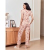 image:imageEkouaer Pajamas for Women Set 2 Piece Comfy Loungewear Lightweight Pjs Sleepwear Short Sleeve Top amp Long Pants with PocketsGreen Flowersbeige Flowers