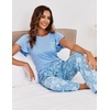 image:imageEkouaer Pajamas for Women Set 2 Piece Comfy Loungewear Lightweight Pjs Sleepwear Short Sleeve Top amp Long Pants with PocketsLight Blue Floralpink Fruit