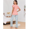 image:imageEkouaer Pajamas for Women Set 2 Piece Comfy Loungewear Lightweight Pjs Sleepwear Short Sleeve Top amp Long Pants with PocketsLight Blue Floralpink Fruit