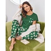 image:imageEkouaer Pajamas for Women Set 2 Piece Comfy Loungewear Lightweight Pjs Sleepwear Short Sleeve Top amp Long Pants with PocketsLotus Color Floralgreen Floral