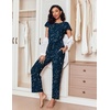 image:imageEkouaer Pajamas for Women Set 2 Piece Comfy Loungewear Lightweight Pjs Sleepwear Short Sleeve Top amp Long Pants with PocketsMoonstars