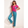 image:imageEkouaer Pajamas for Women Set 2 Piece Comfy Loungewear Lightweight Pjs Sleepwear Short Sleeve Top amp Long Pants with PocketsNavy Leafrose Red Floral