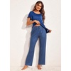 image:imageEkouaer Pajamas for Women Set 2 Piece Comfy Loungewear Lightweight Pjs Sleepwear Short Sleeve Top amp Long Pants with PocketsNavy Polka Dots