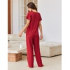 image:imageEkouaer Pajamas for Women Set 2 Piece Comfy Loungewear Lightweight Pjs Sleepwear Short Sleeve Top amp Long Pants with PocketsRed