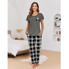 image:imageEkouaer Pajamas for Women Set 2 Piece Comfy Loungewear Lightweight Pjs Sleepwear Short Sleeve Top amp Long Pants with PocketsRed Plaidblack Plaid