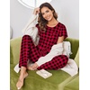 image:imageEkouaer Pajamas for Women Set 2 Piece Comfy Loungewear Lightweight Pjs Sleepwear Short Sleeve Top amp Long Pants with PocketsRed Plaidblack Plaid