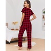 image:imageEkouaer Pajamas for Women Set 2 Piece Comfy Loungewear Lightweight Pjs Sleepwear Short Sleeve Top amp Long Pants with PocketsRed Plaidblack Plaid