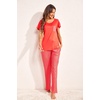 image:imageEkouaer Pajamas for Women Set 2 Piece Comfy Loungewear Lightweight Pjs Sleepwear Short Sleeve Top amp Long Pants with PocketsRed Stripe