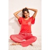 image:imageEkouaer Pajamas for Women Set 2 Piece Comfy Loungewear Lightweight Pjs Sleepwear Short Sleeve Top amp Long Pants with PocketsRed Stripe