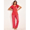 image:imageEkouaer Pajamas for Women Set 2 Piece Comfy Loungewear Lightweight Pjs Sleepwear Short Sleeve Top amp Long Pants with PocketsRed Stripesblue Polka Dots