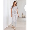 image:imageEkouaer Pajamas for Women Set 2 Piece Comfy Loungewear Lightweight Pjs Sleepwear Short Sleeve Top amp Long Pants with PocketsStarcup