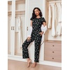 image:imageEkouaer Pajamas for Women Set 2 Piece Comfy Loungewear Lightweight Pjs Sleepwear Short Sleeve Top amp Long Pants with PocketsWine Glasses
