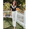 image:imageEkouaer Pajamas for Women Set Button Up Pjs Short Sleeve Ruffle Sleepwear Notch Collar Bride Soft Pj Lounge Sets SXXLBlack