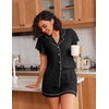 image:imageEkouaer Pajamas for Women Set Button Up Pjs Short Sleeve Ruffle Sleepwear Notch Collar Bride Soft Pj Lounge Sets SXXLBlack
