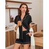 image:imageEkouaer Pajamas for Women Set Button Up Pjs Short Sleeve Ruffle Sleepwear Notch Collar Bride Soft Pj Lounge Sets SXXLBlack